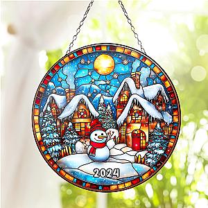 Christmas Village Acrylic Suncatcher Christmas House Decoration