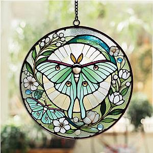 Luna Moth Butterfly Suncatcher Stained glass Effect