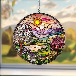 Mountain range spring court Sunrise Acrylic Sun catcher