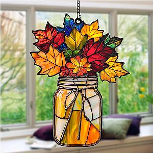 Maple Leaves Sun Catcher Fall Leaves Window Hanger Acrylic Fall Decor