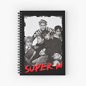 SuperM Kpop Group Members black and white Korean Kpop RGB Color Design Spiral Notebook