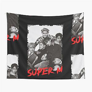 SuperM Kpop Group Members black and white Korean Kpop RGB Color Design Tapestry