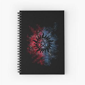 Supernatural Sigil Red Blue Background Spiral Notebook