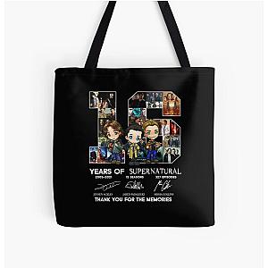 16 Years Of Supernatural Signature Thank You For The Memories  Supernatural Winchester All Over Print Tote Bag