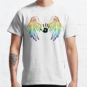 Supernatural T-Shirts - Supernatural: Rainbow Angel Wings With Handprint Classic T-Shirt