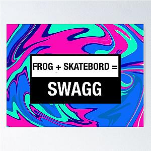 Frog loves to skateboard Poster