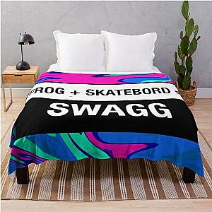 Frog skateboard Throw Blanket