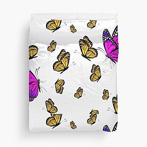 Yellow Pink Butterfly Duvet Cover