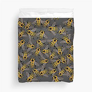 Honey bee swarm duvet cover