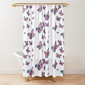 Butterflies swarm watercolor art Shower Curtain