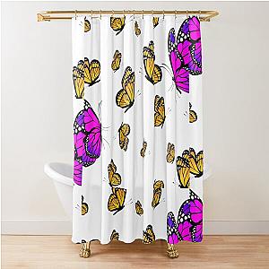 Yellow Pink Butterfly Shower Curtain