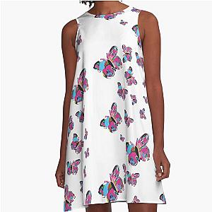 Butterflies swarmed, watercolor art A-line dress