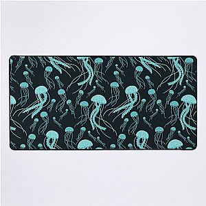 Bioluminescent Jellyfish Swarms Desk Mat