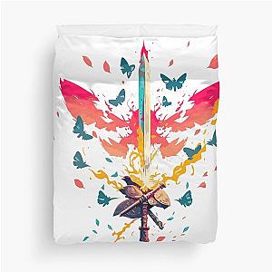 Fire element sword RPG pastel color art duvet cover