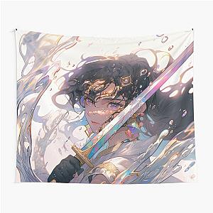 Dramatic Anime Girl Swordfight Splash Tapestry