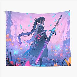 Magical Forest Enchanted Sword Anime Girl Tapestry