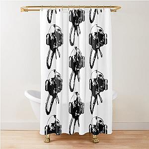 Cyborg Warrior Woodcut (Black) - System Shock Shower Curtain