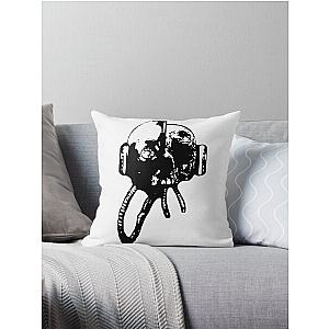 Cyborg Warrior Woodcut (Black) - System Shock Throw Pillow