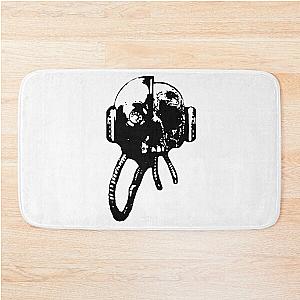 Cyborg Warrior Woodcut (Black) - System Shock Bath Mat