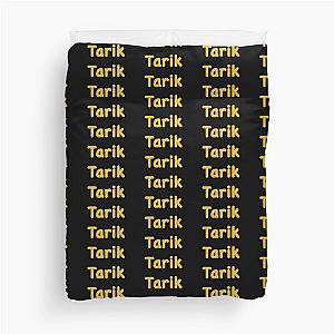 Golden Balloon Tarik Name Label (Black) Duvet Cover