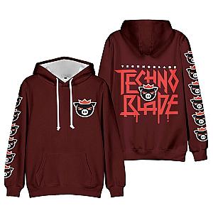 Technoblade Logo Printed Double Sides Maroon Pullover Hoodie