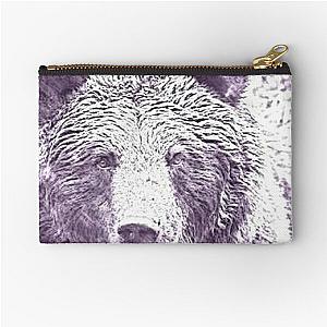 Wild Rustic Brown Grizzley Bear Zipper Pouch