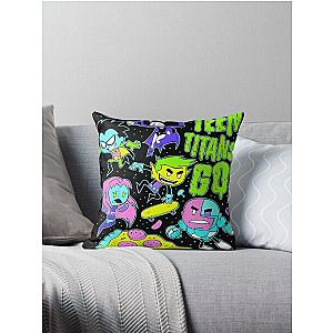 Kids DC Comics Teen Titans Go Group Neon Portrait Throw Pillow