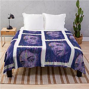 Tessa Thompson Hand Drawn Oil and Ink Portrait Throw Blanket