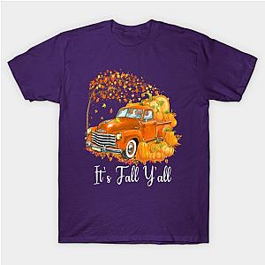 It's Fall Y'all Pumpkin Truck Autumn Tree Hello Fall T-Shirt TP1201