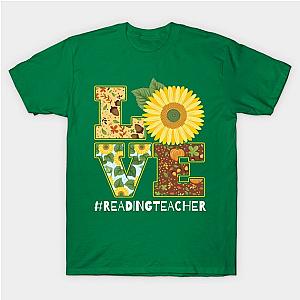 Love Sunflower Reading Teacher Birthday Thanksgiving Xmas T-Shirt TP1201