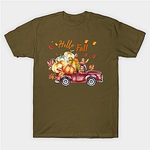 Hello Fall Funny Sloth Halloween Pumpkin T-Shirt TP1201