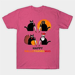 Happy Hallothanksmas Black Cat T-Shirt TP1201