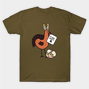 Happy Easter Bunny Ears on Thanksgiving Turkey T-Shirt TP1201