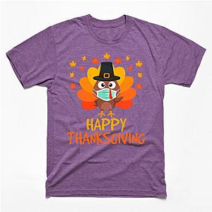 Happy Thanksgiving 2020 Turkey wearing Face Mask Funny Gifts T-Shirt TP1201