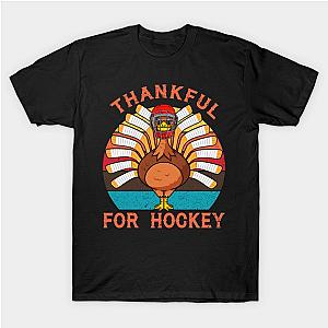 Game Vintage Thankful For Hockey Turkey Player Thanksgiving T-Shirt TP1201