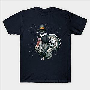 Funny Thanksgiving Cat Pilgrim Thanksgiving Turkey Costume T-Shirt TP1201