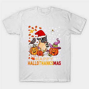 Funny Bulldog Halloween And Merry Christmas Happy Hallothanksmas T-Shirt TP1201