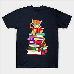 Funny Book Cat Tea Reading Reader Nerd Lovers Gift T-Shirt TP1201