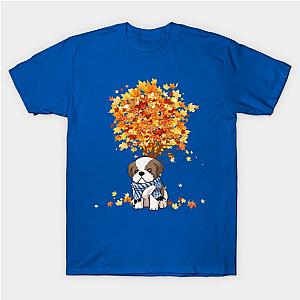 Cute Shih Tzu Maple Tree Thanksgiving Halloween For Dog Lovers T-Shirt TP1201