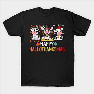 Cow Shirt Cows Christmas Shirt Happy Hallothanksmas Shirt T-Shirt TP1201