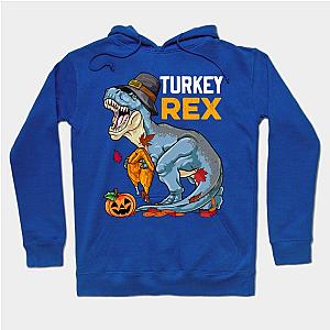 Dinosaur Thanksgiving Turkey Saurus T Rex Pilgrim Kids Boys Hoodie TP1701