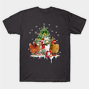 Chicken Christmas Tree Santa Claus Hat Funny Xmas Gift T-Shirt TP1201