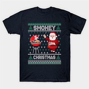 BBQ Santa Grilling Roast On Smoker Ugly Smokey Christmas T-Shirt TP1201