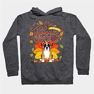 Boxer Wearing Turkey Hat Fall Autumn Thanksgiving Hoodie TP1701