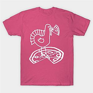 White Line Drawing Thanksgiving Turkey with Pizza T-Shirt TP1201