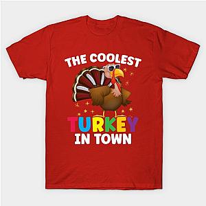 The Coolest Turkey In Town Colorful Thanksgiving Gift Kids T-Shirt TP1201