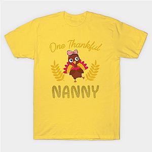 Turkey One Thankful Nanny Grandma Thanksgiving Fall T-Shirt TP1201