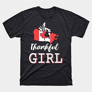 Thanksgiving - Thankful Girl Canada Flag T-Shirt TP1201