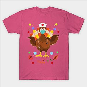 Thanksgiving Scrub Tops Women Turkey Nurse Holiday T-Shirt TP1201