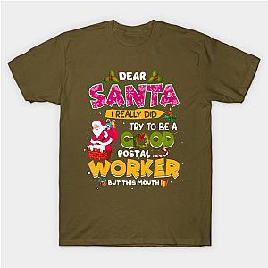 Santa Try To Be A Good Postal Worker Christmas Xmas Carrier T-Shirt TP1201